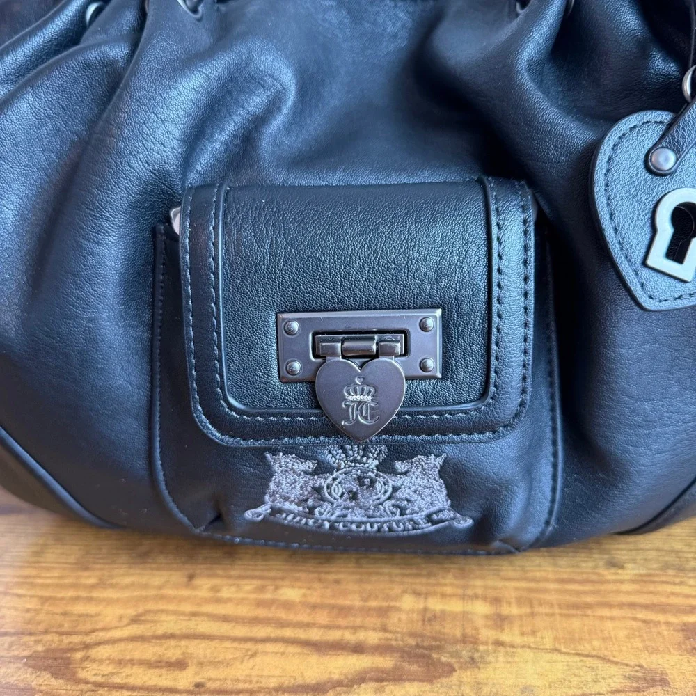 New Juicy Couture Royal To Juicy Satchel Black Gothic Shoulder Handbag
